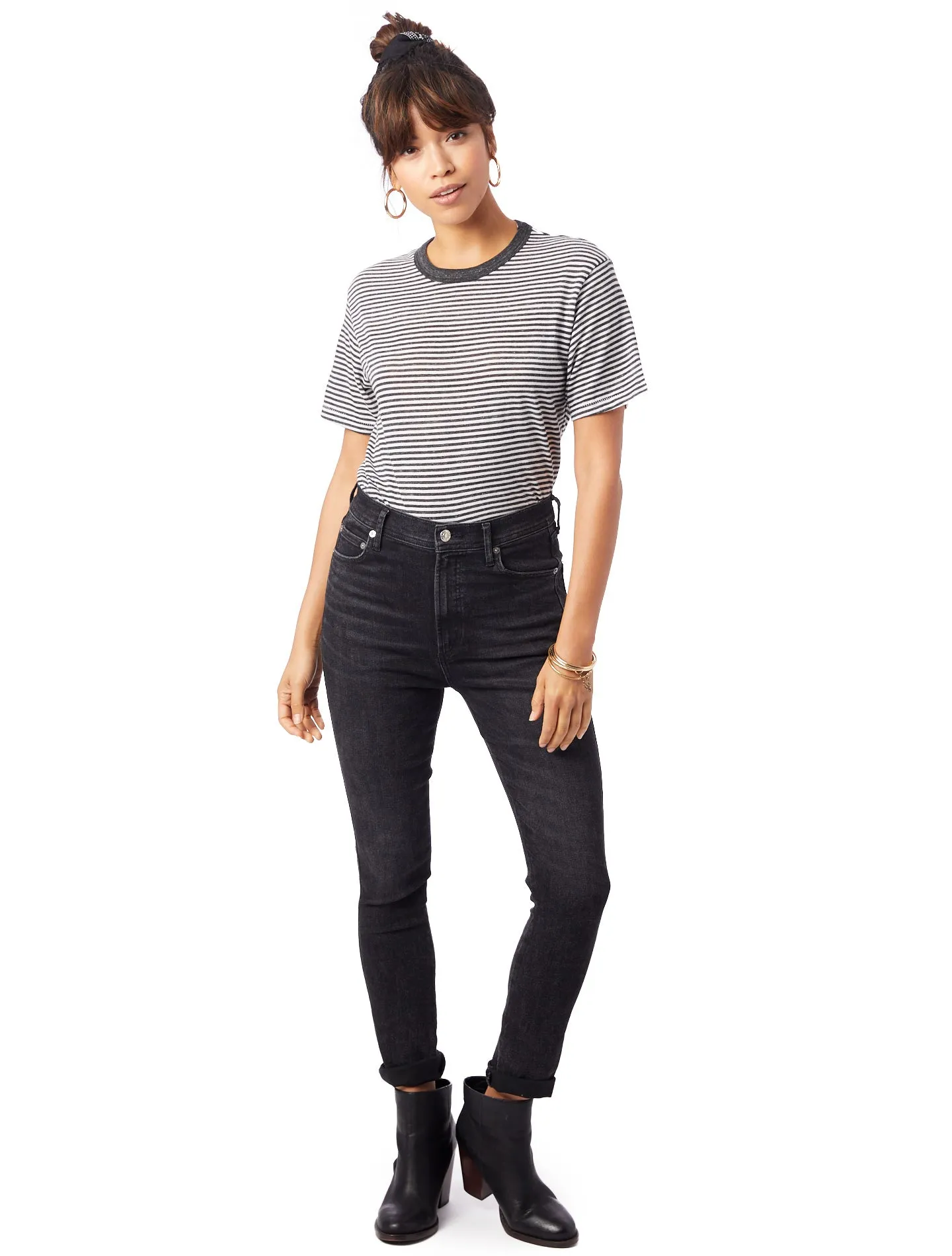01973EJ Alternative Apparel Striped Eco-Jersey Crew T-Shirt