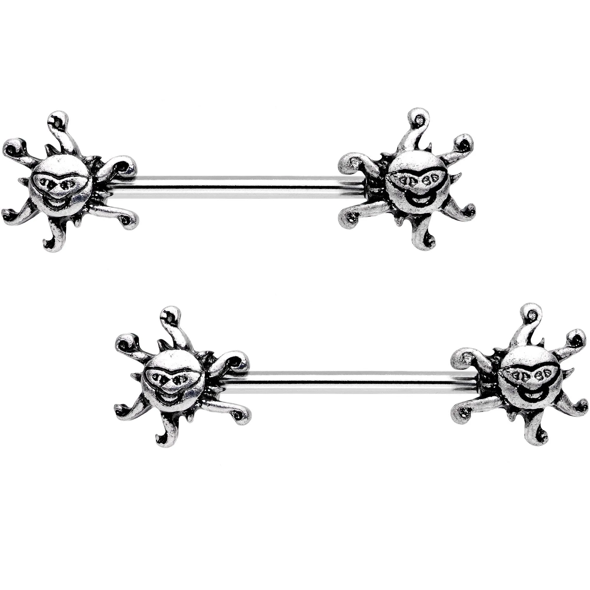 14 Gauge 9/16 Summer Sunshine Barbell Nipple Ring Set