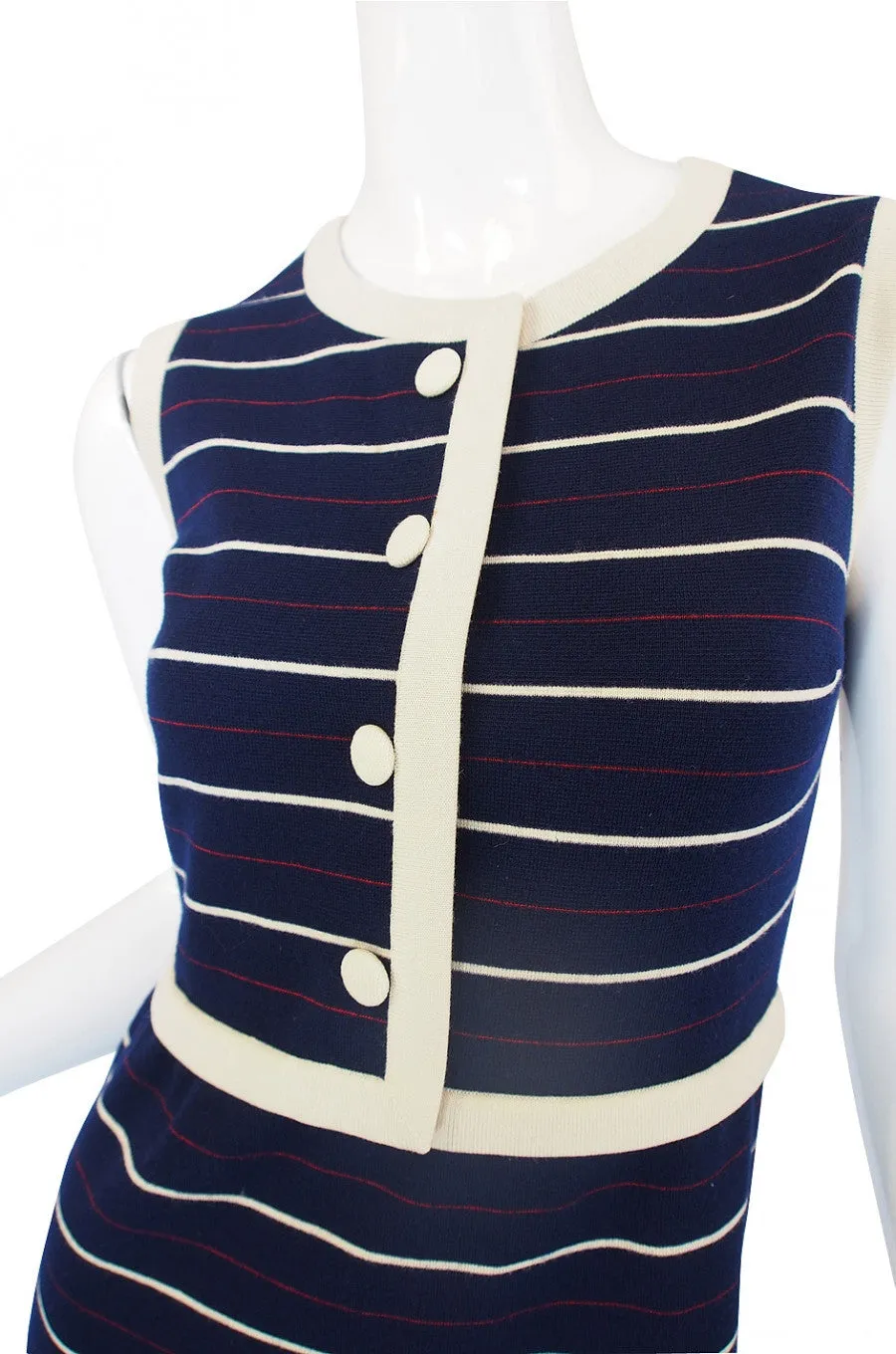 1960s Striped Knit Shift Dress & Coat