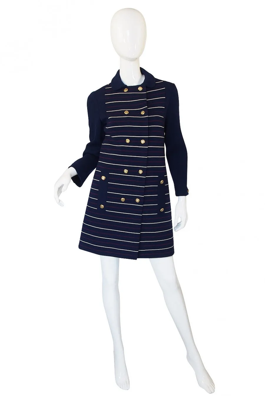 1960s Striped Knit Shift Dress & Coat