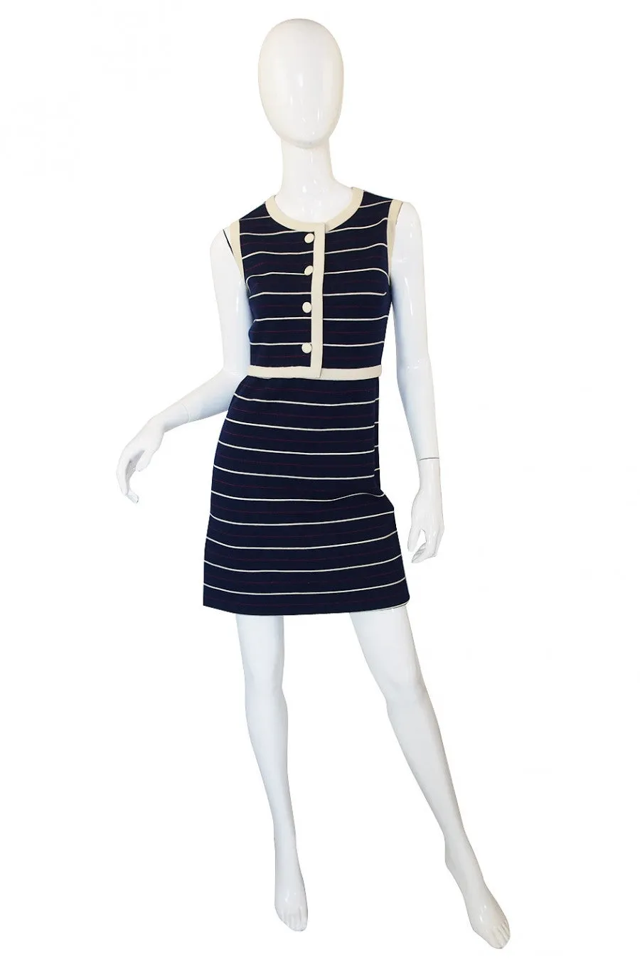 1960s Striped Knit Shift Dress & Coat