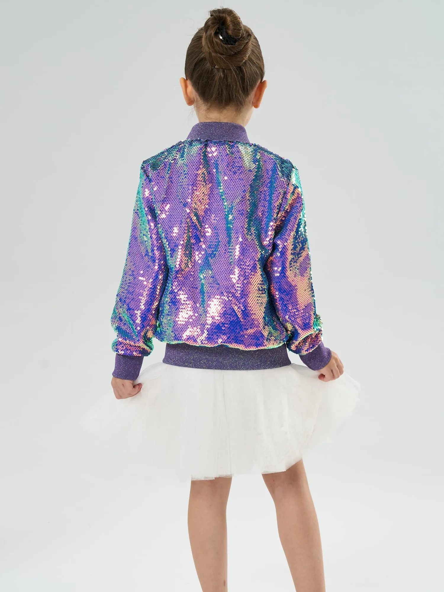 2Bunnies Girls' Mystic Mermaid Sequin Bomber Jacket