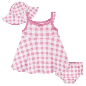 3-Piece Baby & Toddler Girls Summer Blossom Dress, Diaper Cover & Sun Hat Set
