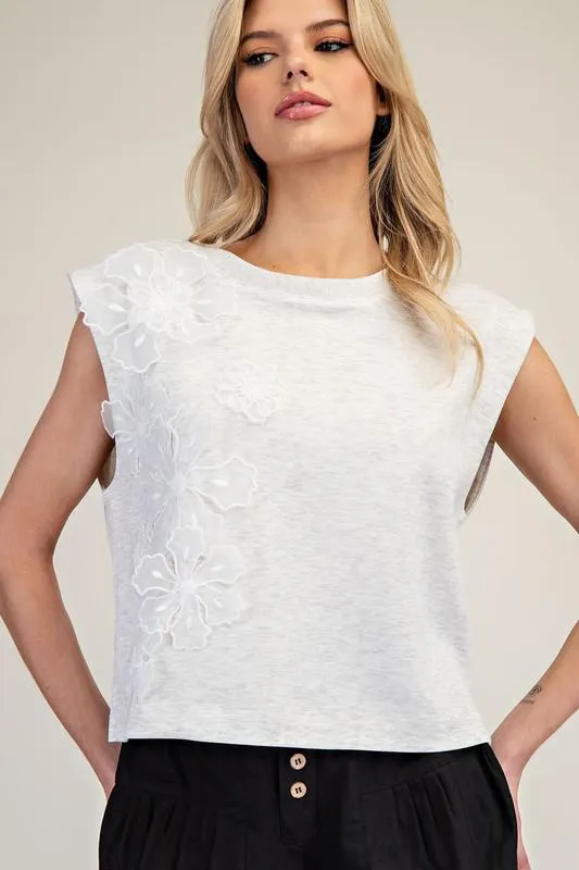 3D flower sleeveless top