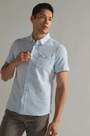 7Diamonds Keaton Striped Shirt for Men in Blue | SMK-7519 BLUE SEER