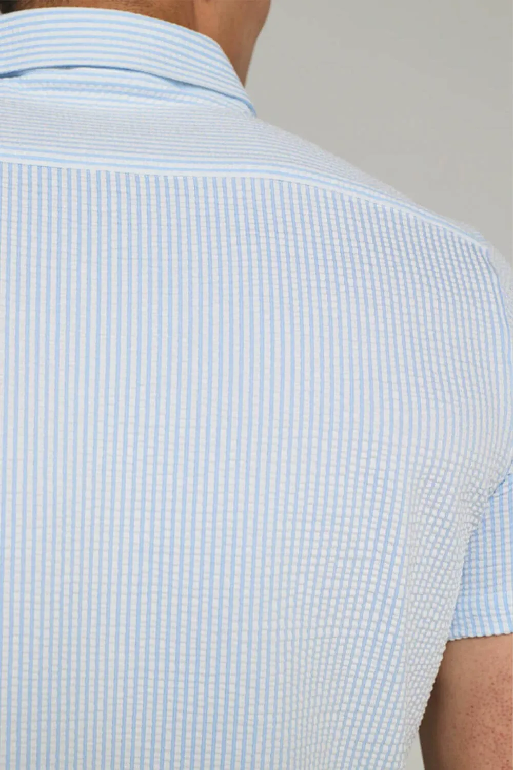 7Diamonds Keaton Striped Shirt for Men in Blue | SMK-7519 BLUE SEER