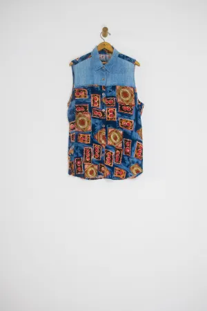 80's/90's WESTERN DENIM TANK / LARGE