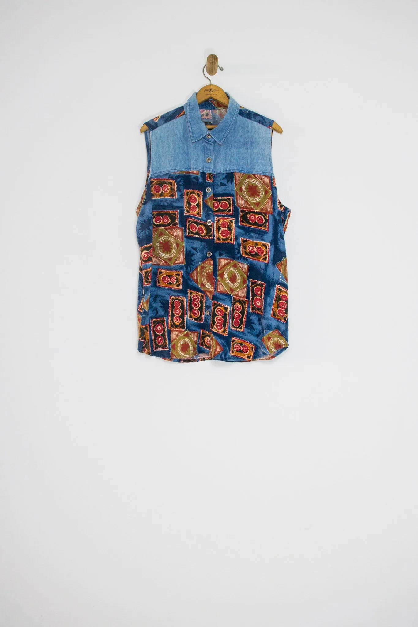 80's/90's WESTERN DENIM TANK / LARGE