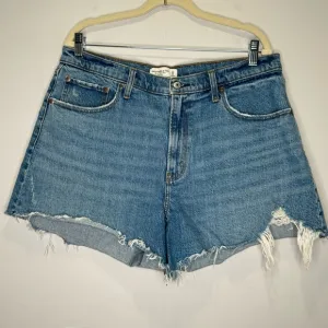 Abercrombie and Fitch Curve Love High Rise 4' Mom Denim Mini Shorts Stretch W33