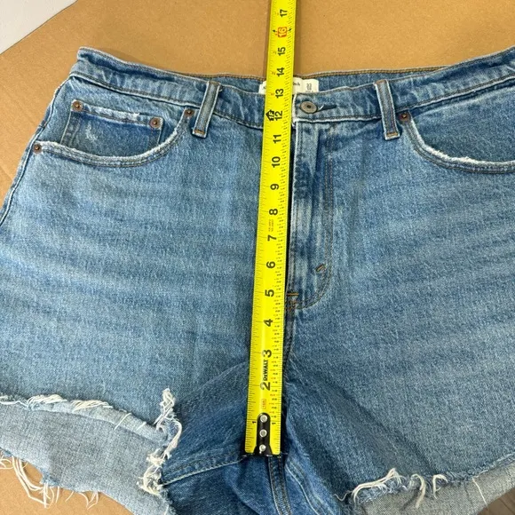 Abercrombie and Fitch Curve Love High Rise 4' Mom Denim Mini Shorts Stretch W33