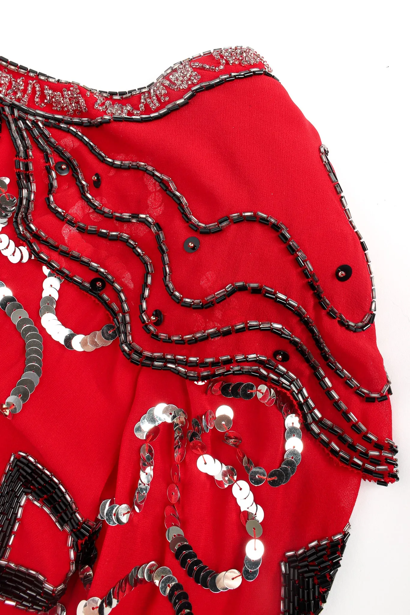 Abstract Sequin Bead Shift Dress