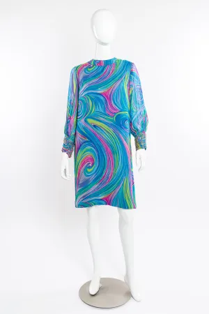 Abstract Swirl Silk Dress