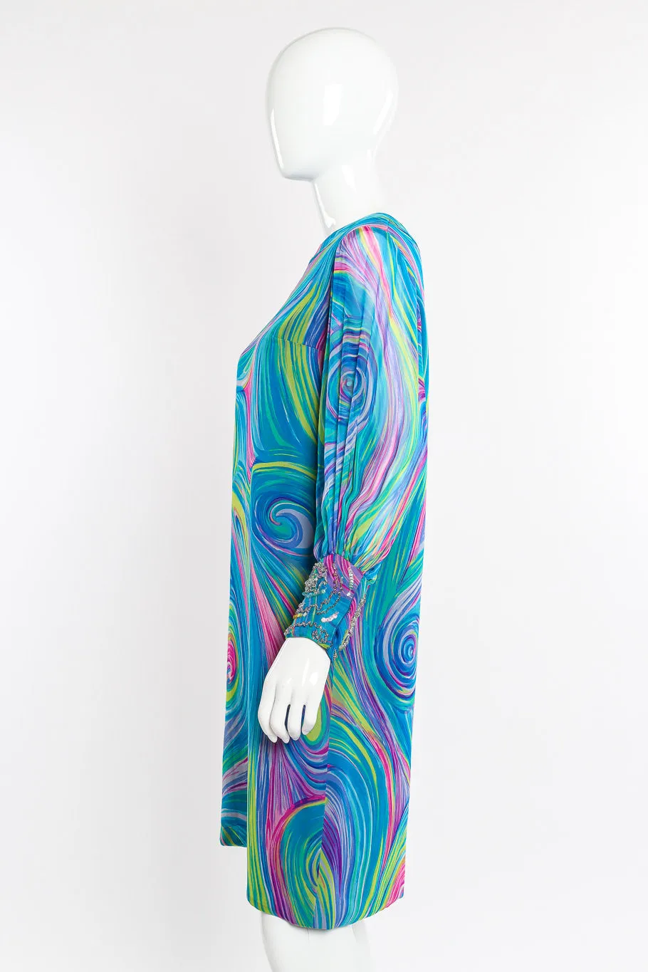 Abstract Swirl Silk Dress