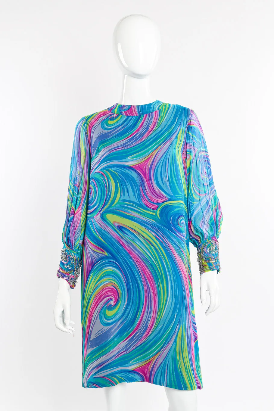 Abstract Swirl Silk Dress