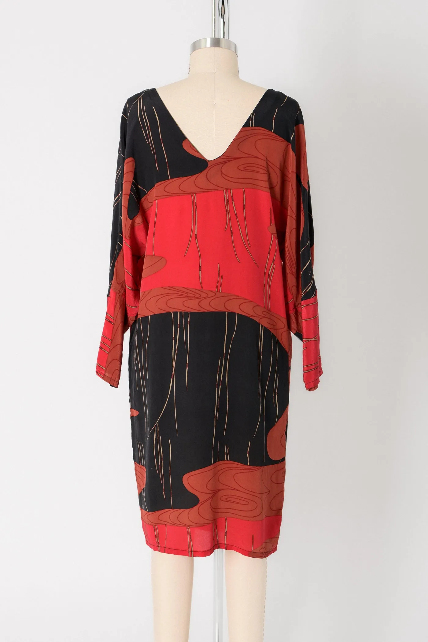Abstract Water Scene Silk Shift Dress