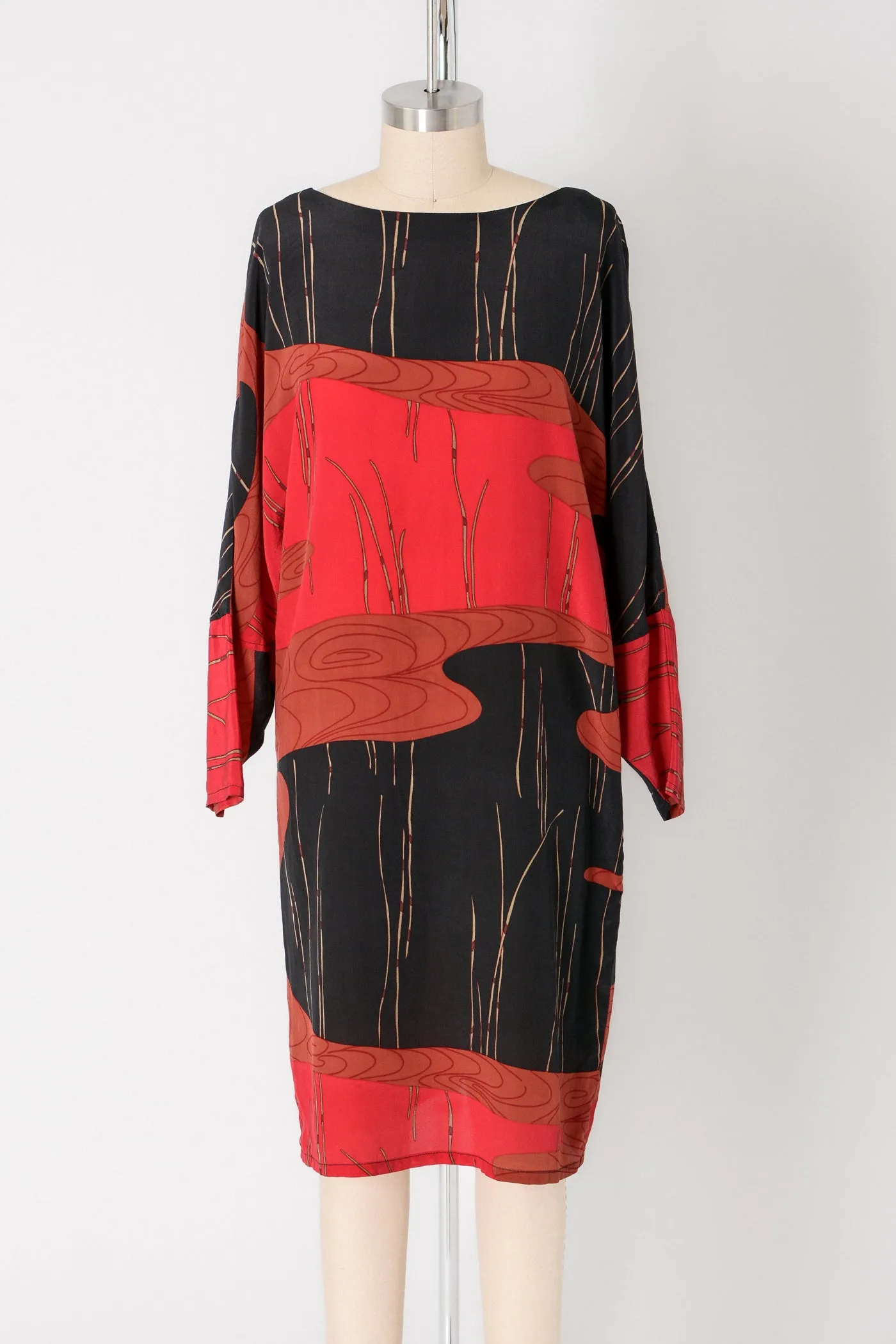 Abstract Water Scene Silk Shift Dress