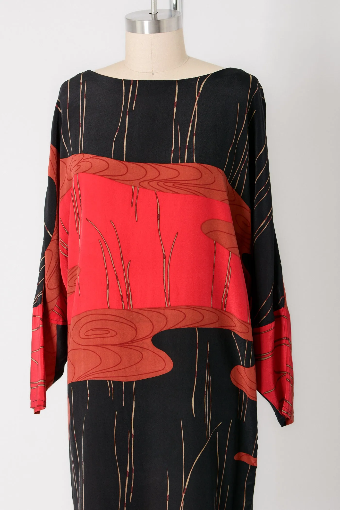 Abstract Water Scene Silk Shift Dress