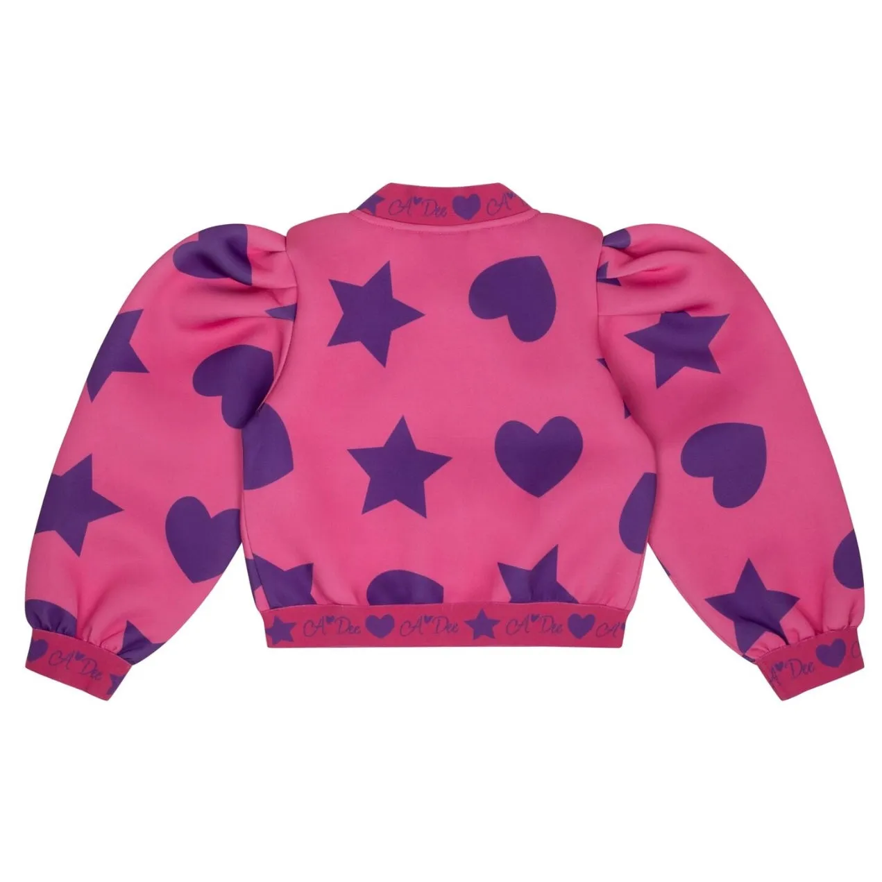 ADee TIA Hot Pink Hearts And Stars Print Bomber W244309
