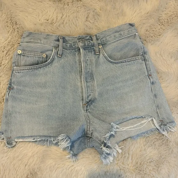 Agolde Dee high rise lightwash cutoff shorts