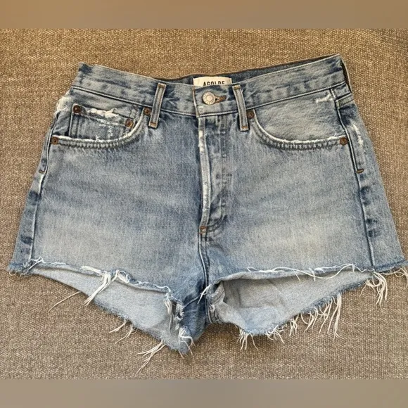 ✨AGOLDE Parker Jean Shorts Size 25Light Blue Cut Off Denim