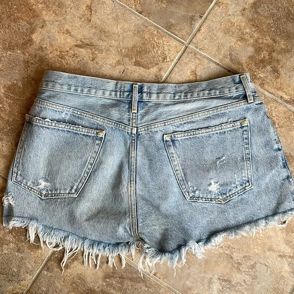 AGOLDE Parker Vintage Frayed-Hem Distressed Denim Shorts 32