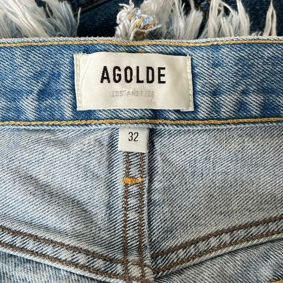 AGOLDE Parker Vintage Frayed-Hem Distressed Denim Shorts 32