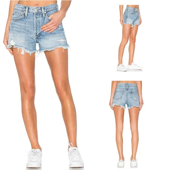 AGOLDE Parker Vintage Frayed-Hem Distressed Denim Shorts 32
