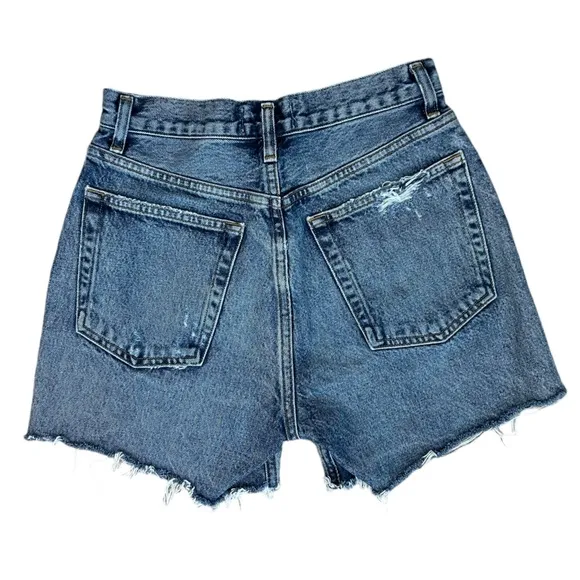 Agolde Riley High Rise Cut Off Distressed Denim Shorts Size 26