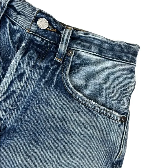 Agolde Riley High Rise Cut Off Distressed Denim Shorts Size 26