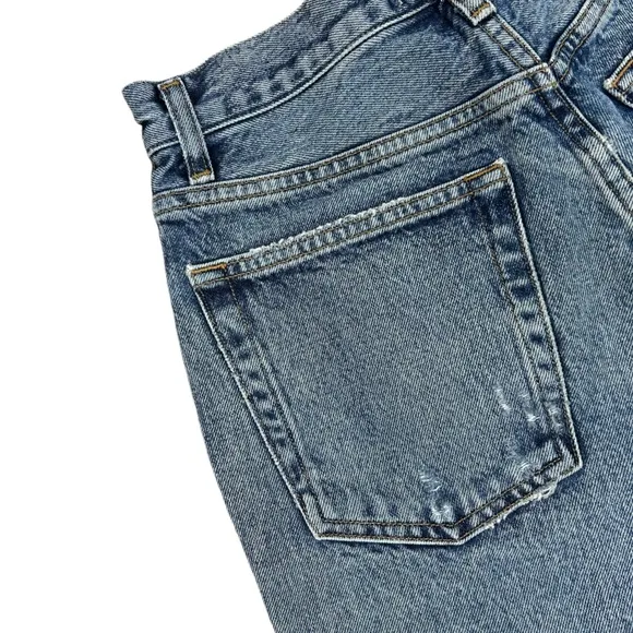 Agolde Riley High Rise Cut Off Distressed Denim Shorts Size 26
