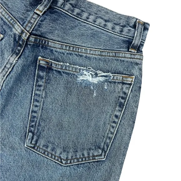 Agolde Riley High Rise Cut Off Distressed Denim Shorts Size 26