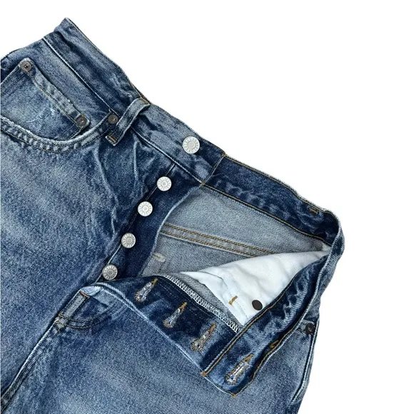 Agolde Riley High Rise Cut Off Distressed Denim Shorts Size 26