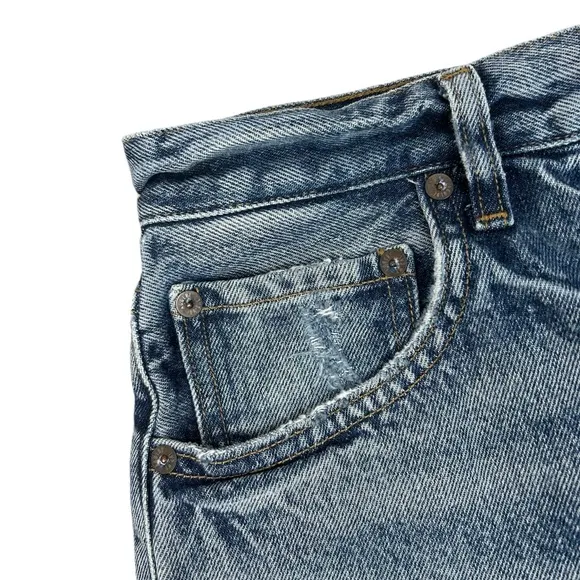 Agolde Riley High Rise Cut Off Distressed Denim Shorts Size 26