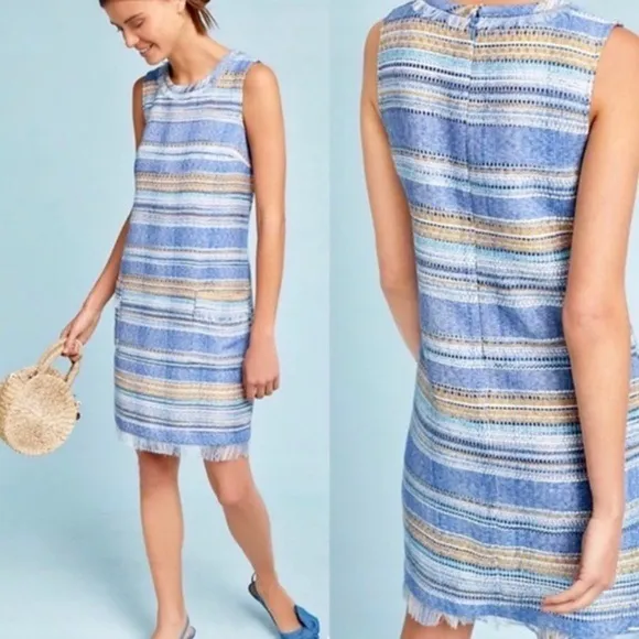 Akemi and Kin Tweed Stripe Shift Tank Dress Fringe