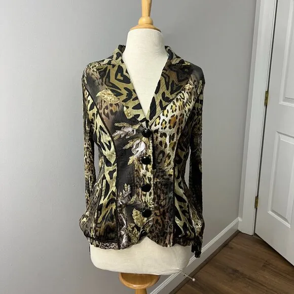 Alberto Makali Animal Print Designer Jacket Sz XL