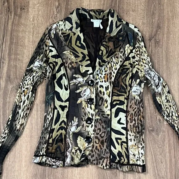 Alberto Makali Animal Print Designer Jacket Sz XL