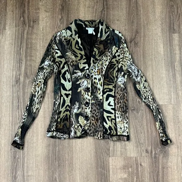 Alberto Makali Animal Print Designer Jacket Sz XL