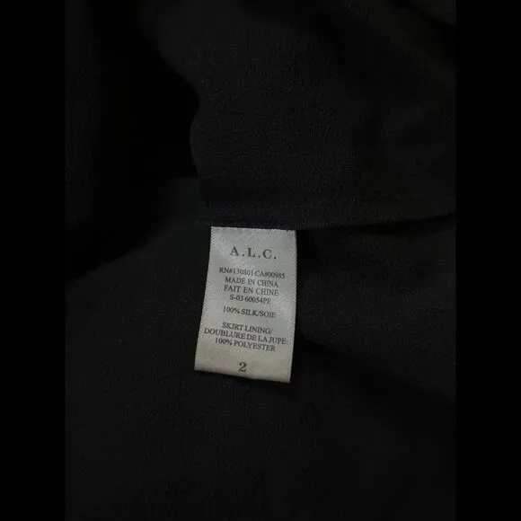 A.L.C. Dress 2 Womens Red Blue Poinsettia Long Sleeve Shift 100% Silk