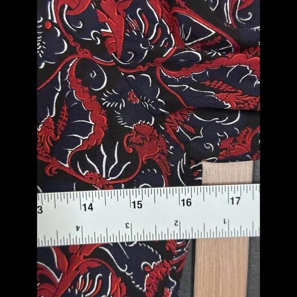 A.L.C. Dress 2 Womens Red Blue Poinsettia Long Sleeve Shift 100% Silk