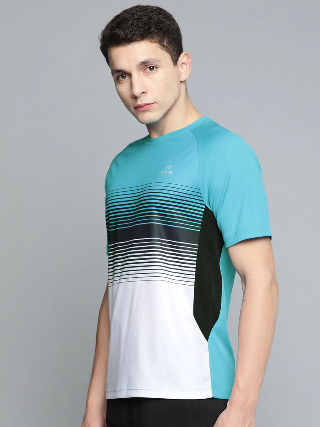 Alcis Men Striped Dry Tech Slim Fit T-shirt