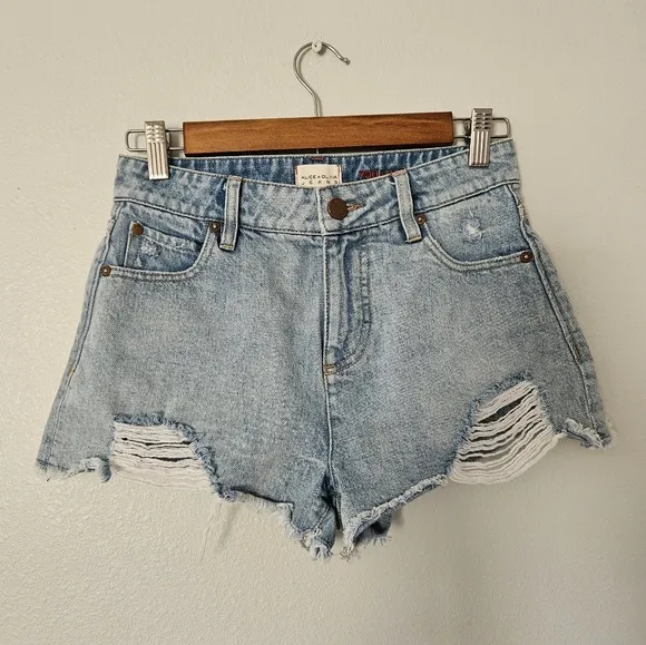 Alice   Olivia You Look Amazing Denim Shorts 25