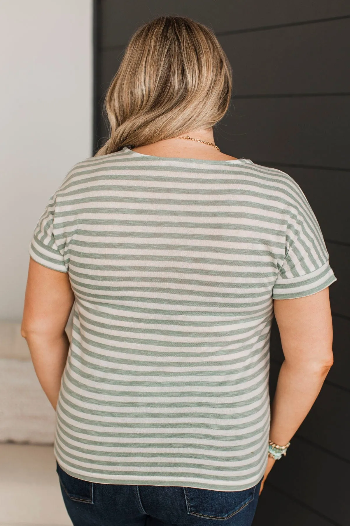 All About Simplicity Striped Top- Ivory & Dusty Mint