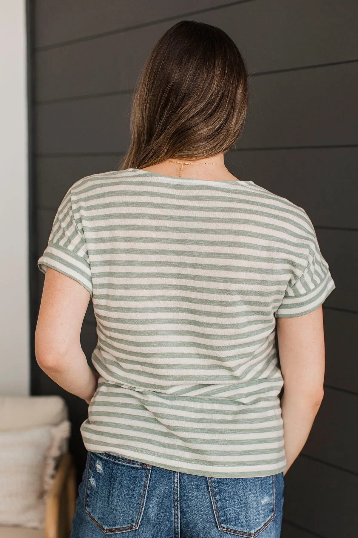 All About Simplicity Striped Top- Ivory & Dusty Mint