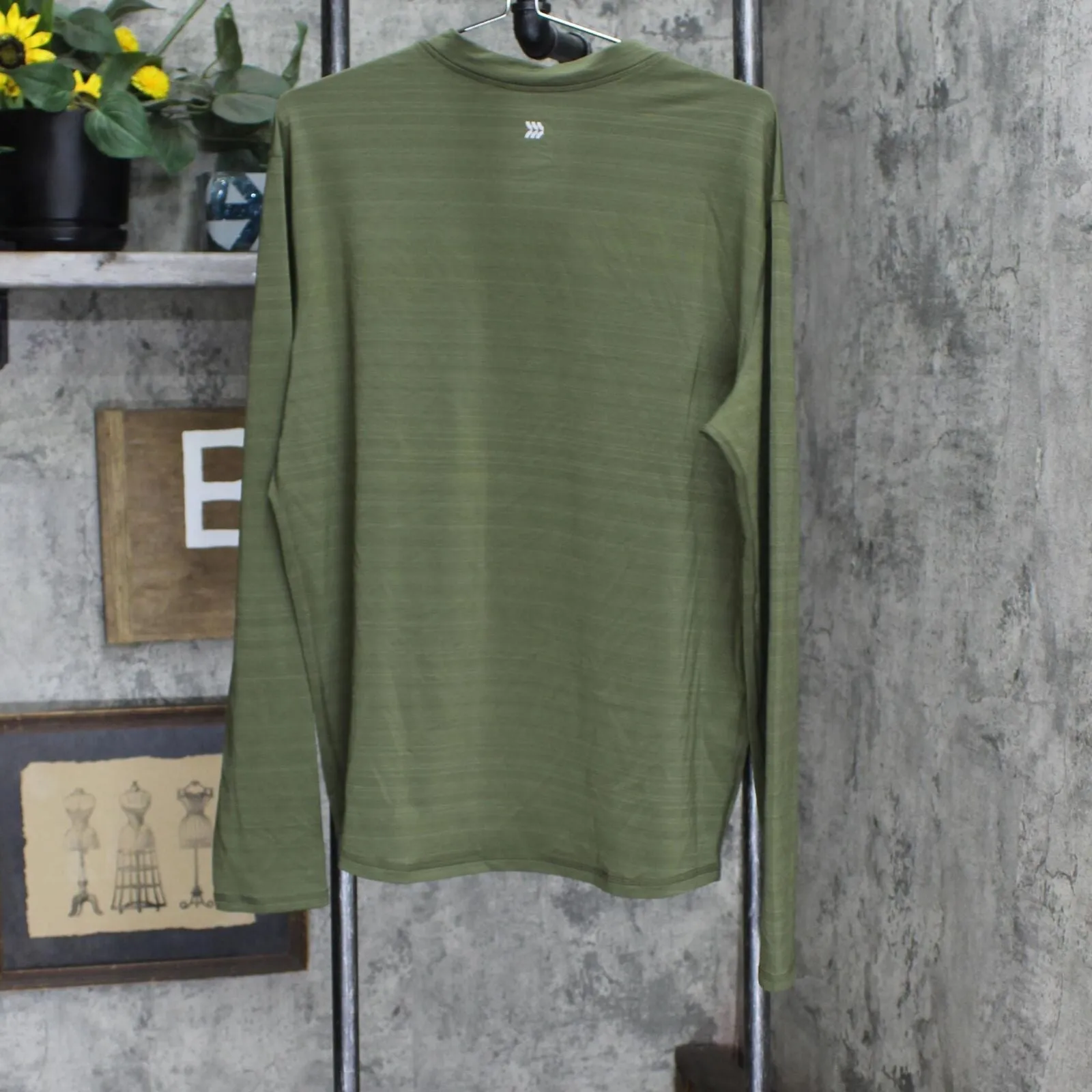 All in Motion Womens Long Sleeve Striped Knit Athletic Shirt Green XXL