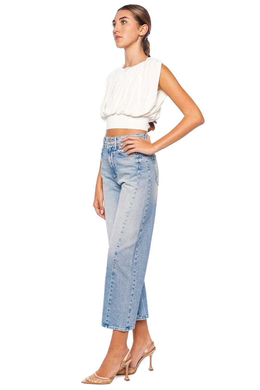Allegra Ivory Sleeveless Cropped Top