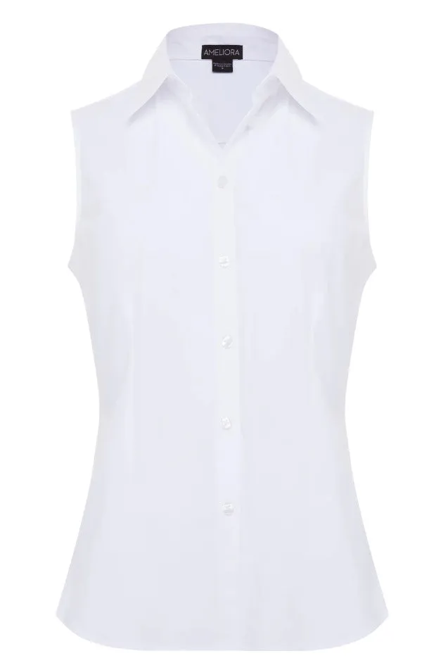 Ameliora Annie Sleeveless Shirt; White