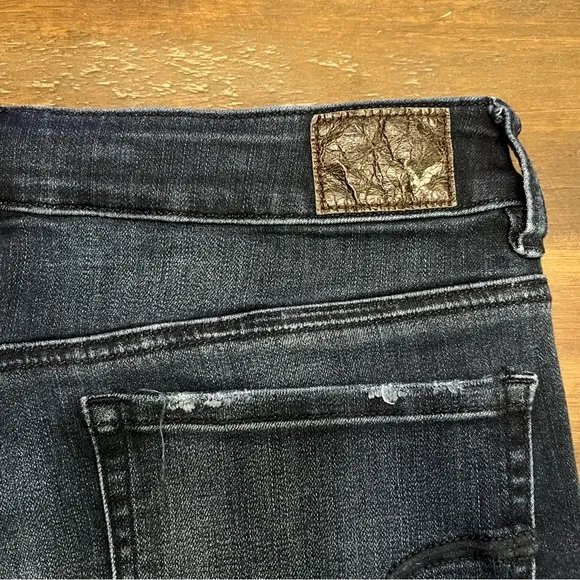 American Eagle AEO Denim Cafe hi rise shortie super super stretch cut off shorts