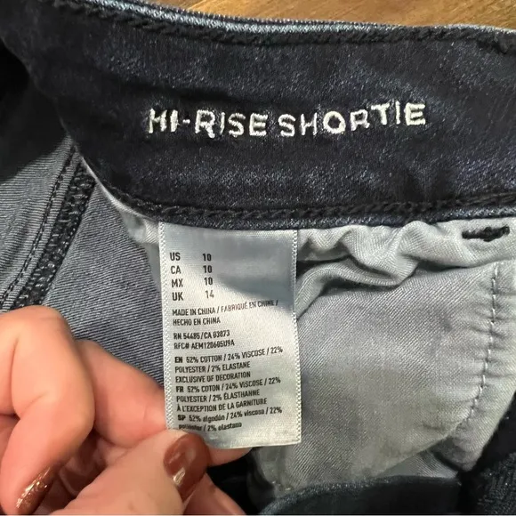 American Eagle AEO Denim Cafe hi rise shortie super super stretch cut off shorts