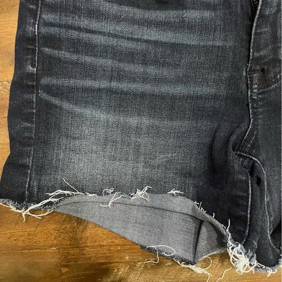 American Eagle AEO Denim Cafe hi rise shortie super super stretch cut off shorts