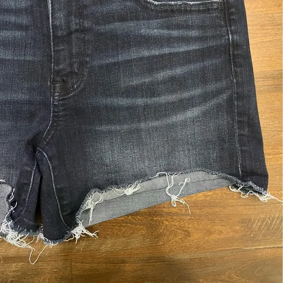 American Eagle AEO Denim Cafe hi rise shortie super super stretch cut off shorts